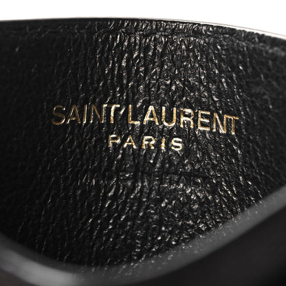 Saint Laurent Grain De Poudre Matelasse Chevron Monogram Credit Card Case Black 6 of 7