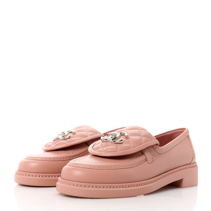 Chanel Lambskin Quilted CC Turnlock Loafers 37 Dark Pink 3 of 10