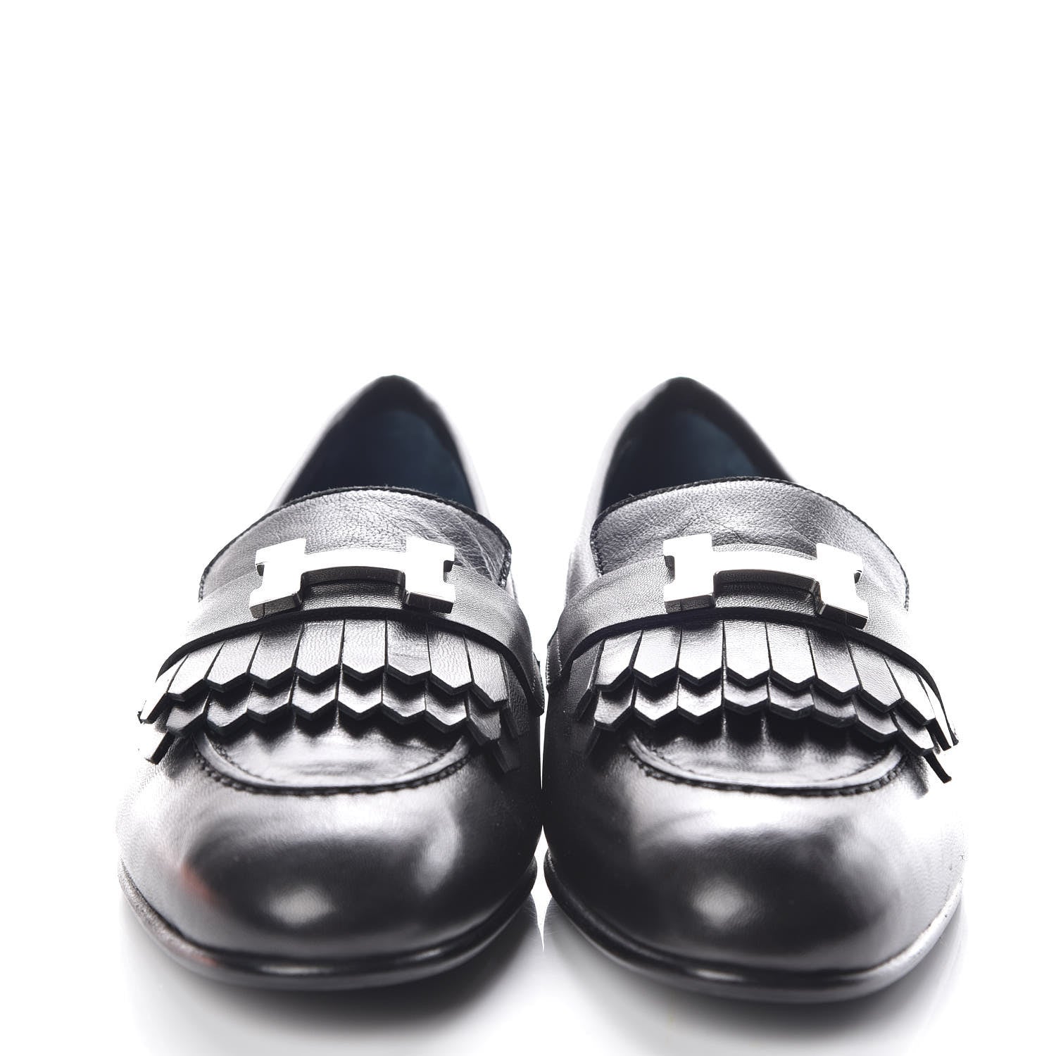 Hermes Goatskin Womens Royal Loafers 36.5 Black 2 of 8