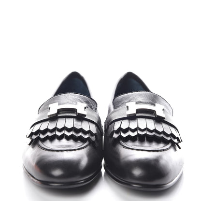Hermes Goatskin Womens Royal Loafers 36.5 Black 2 of 8
