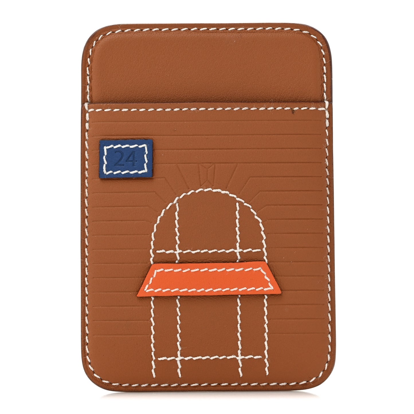 Swift Stitched Faubourg MagSafe Card Holder Gold Bleu De France Orange