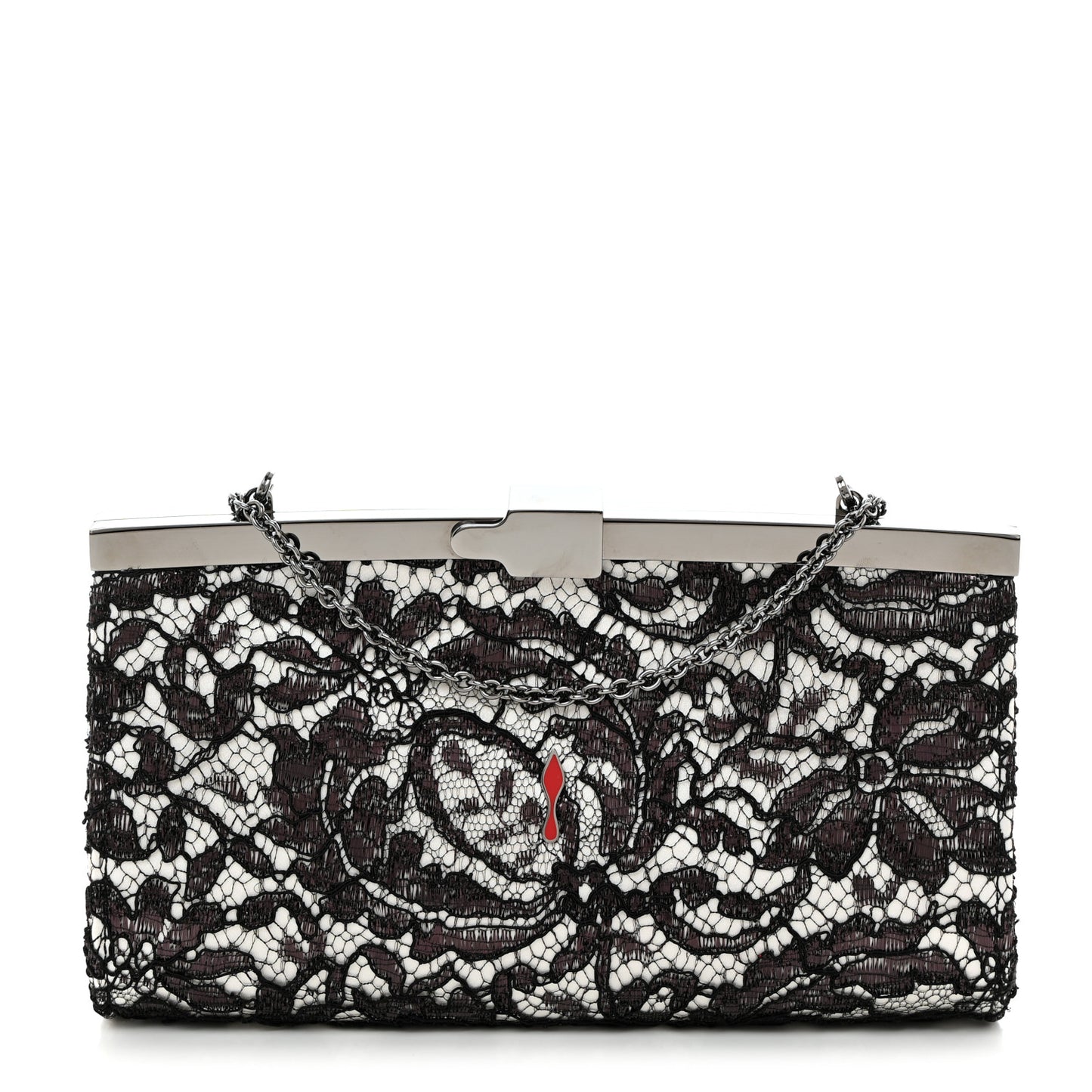 Dentelle Lace Palmette Clutch Black