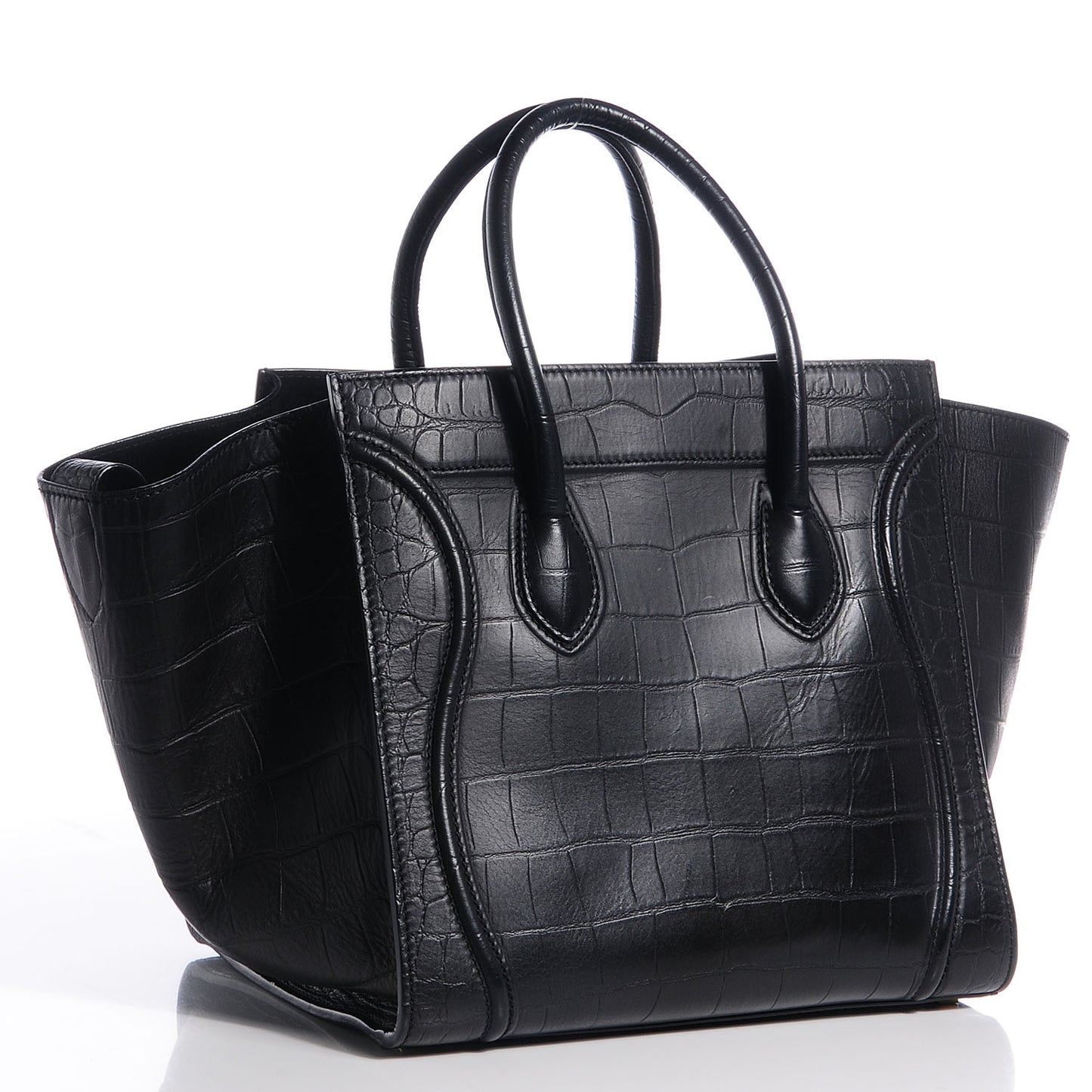 Crocodile Embossed Medium Phantom Luggage Black
