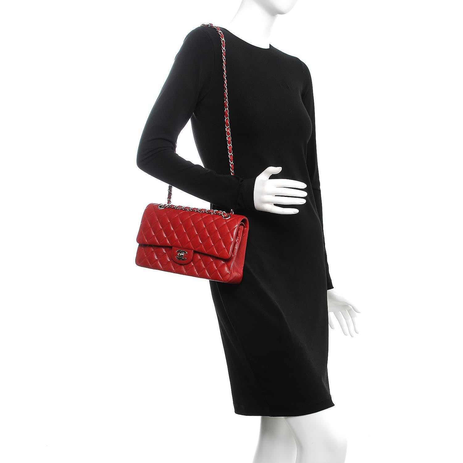 Chanel Caviar Quilted Medium Double Flap Red 2 of 8