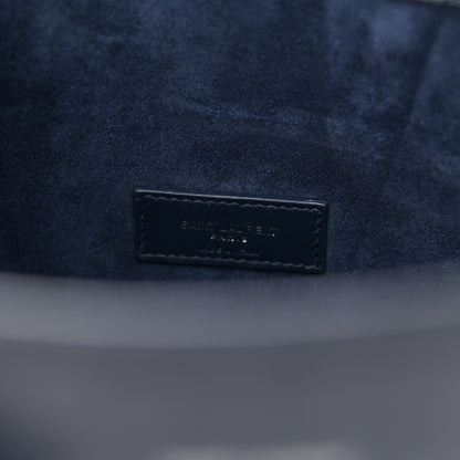 Saint Laurent Calfskin Crocodile Embossed Small Supple Sac de Jour Navy 6 of 11