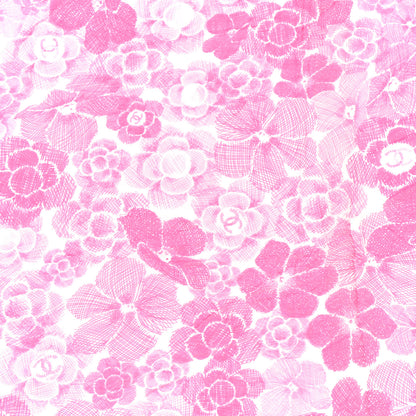 Chanel Cotton Silk CC Camellia Stole Pink White 3 of 4