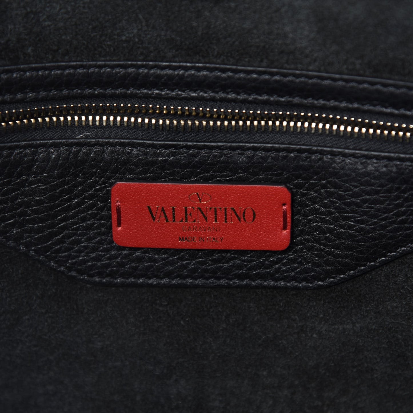 Grained Calfskin Rockstud Shoulder Tote Black