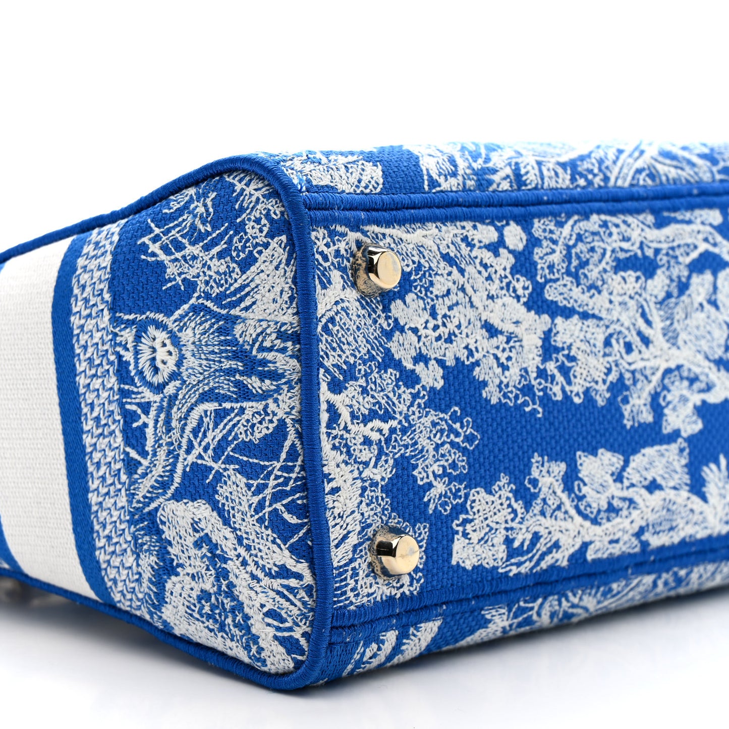 Canvas Toile De Jouy Reverse Embroidered Medium Lady D-Lite Fluorescent Blue