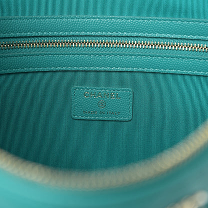 Chanel Caviar Quilted Large Cosmetic Case Turquoise 5 of 7