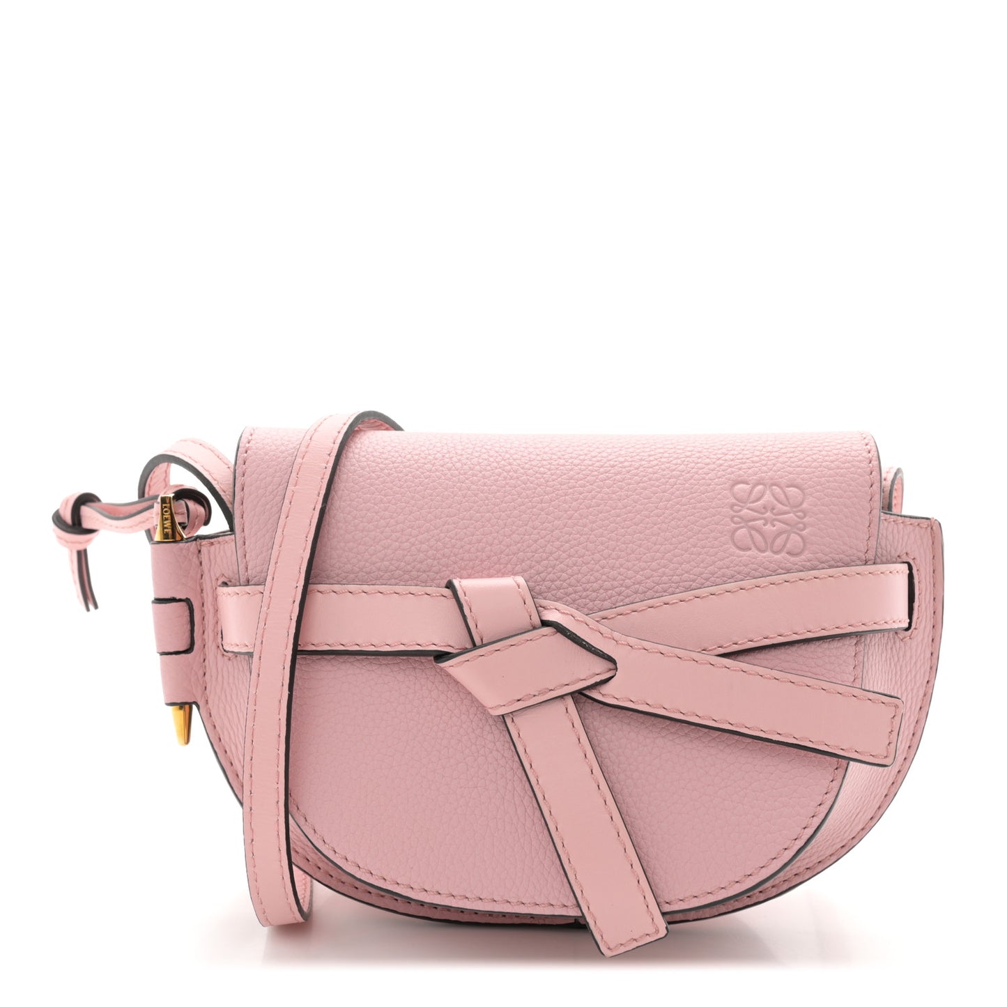 Grained Calfskin Mini Gate Crossbody Bag Pastel Pink