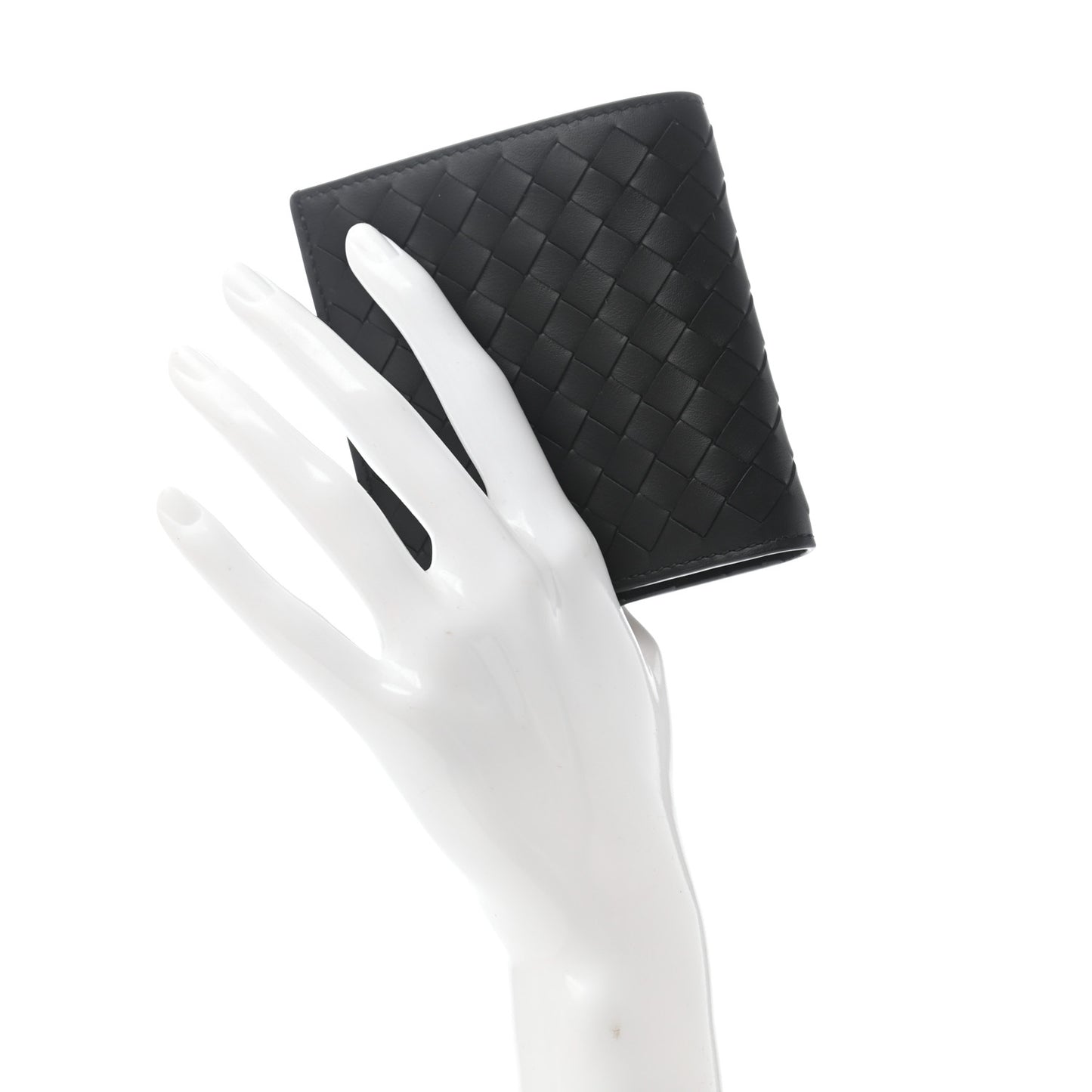 Nappa Intrecciato Bi-Fold Card Holder Black