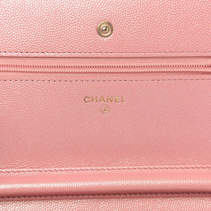Chanel Iridescent Caviar Quilted Wallet on Chain WOC Rose Pink 5 of 11