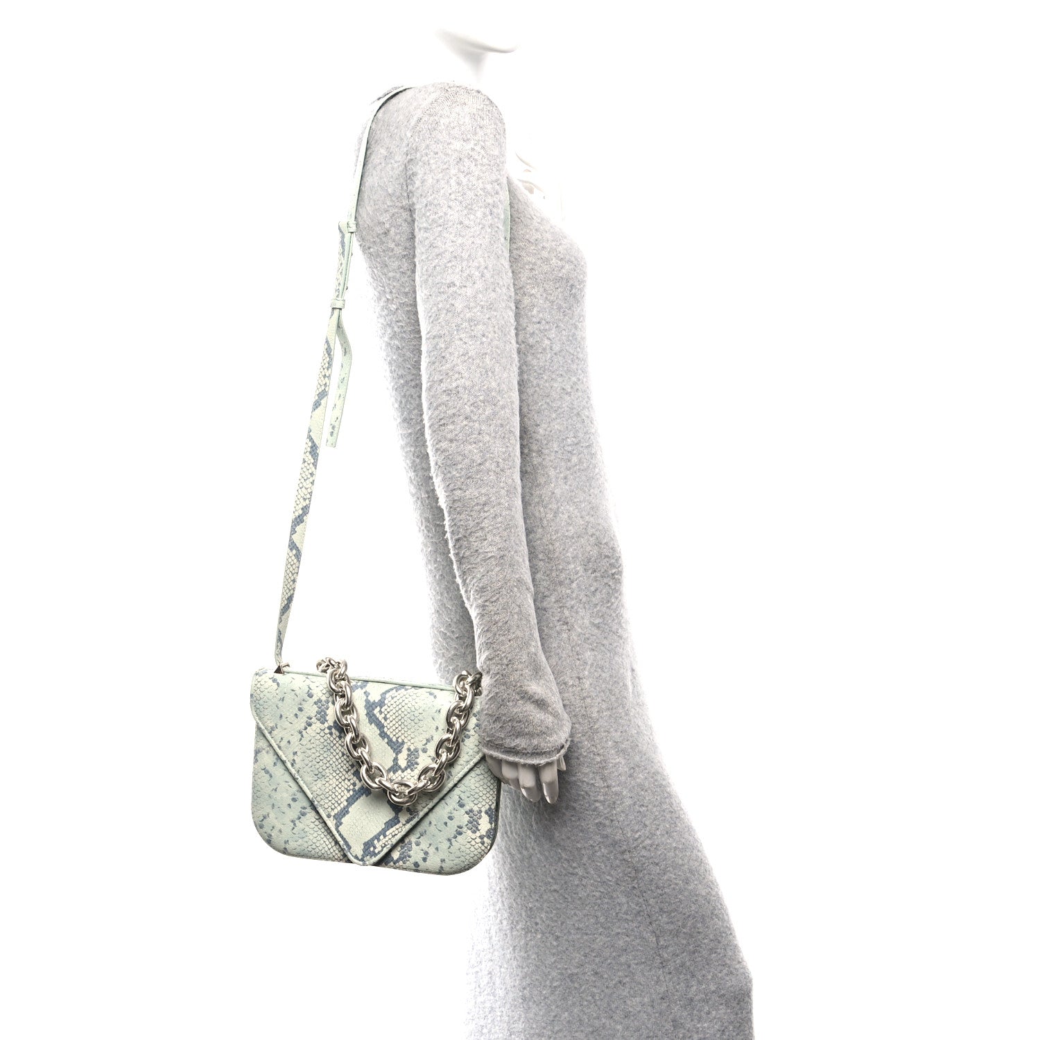 Bottega Veneta Snakeskin Mount Envelope Bag Green 2 of 9
