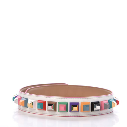 Fendi Vitello Dolce Plexiglass Bi-Color Studded Strap You White Ice Cuoio Multicolor 2 of 5