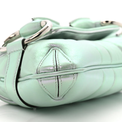 Gucci Iridescent Nappa Vertical Matelasse Small Maxi Horsebit Chain Shoulder Bag Iridescent Salvy Green 9 of 12
