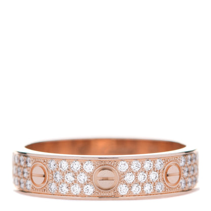 Cartier 18K Pink Gold Diamond 5mm LOVE Wedding Paved Band Ring 57 8 1 of 5