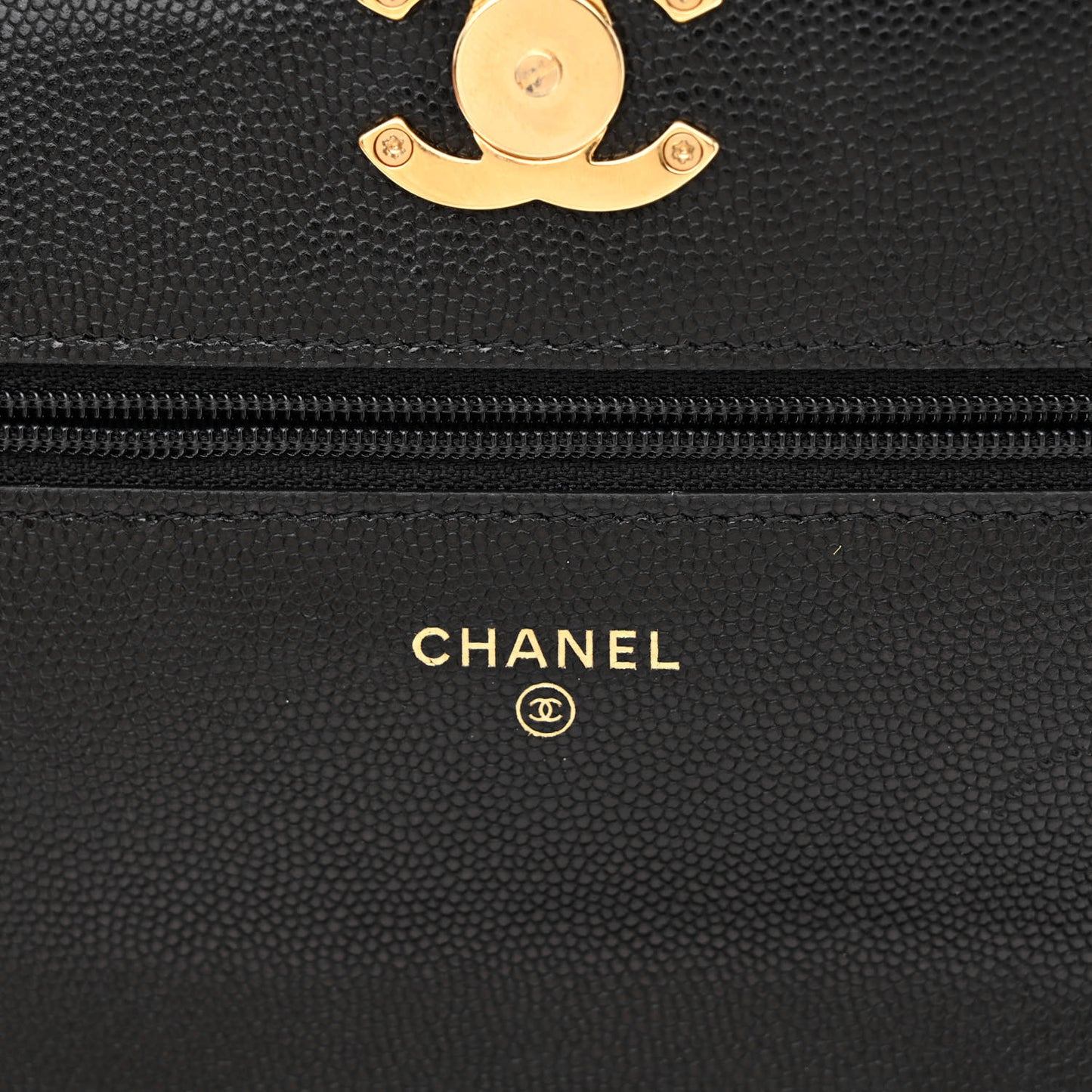 Caviar Quilted Coco First Wallet On Chain WOC Black