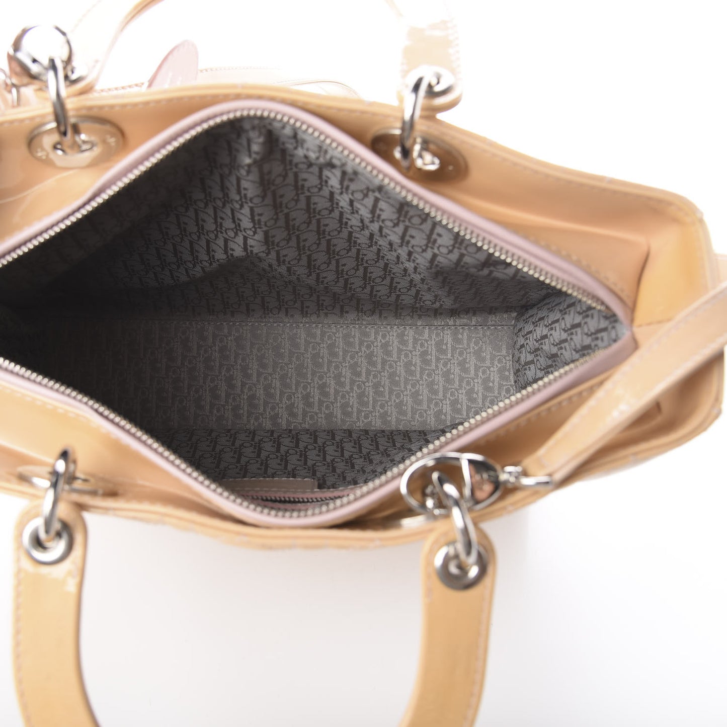 Patent Cannage Large Lady Dior Beige