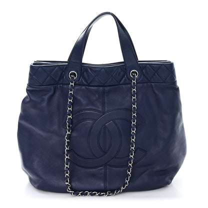 Chanel Calfskin Large Trianon Tote Navy Blue 1 of 11