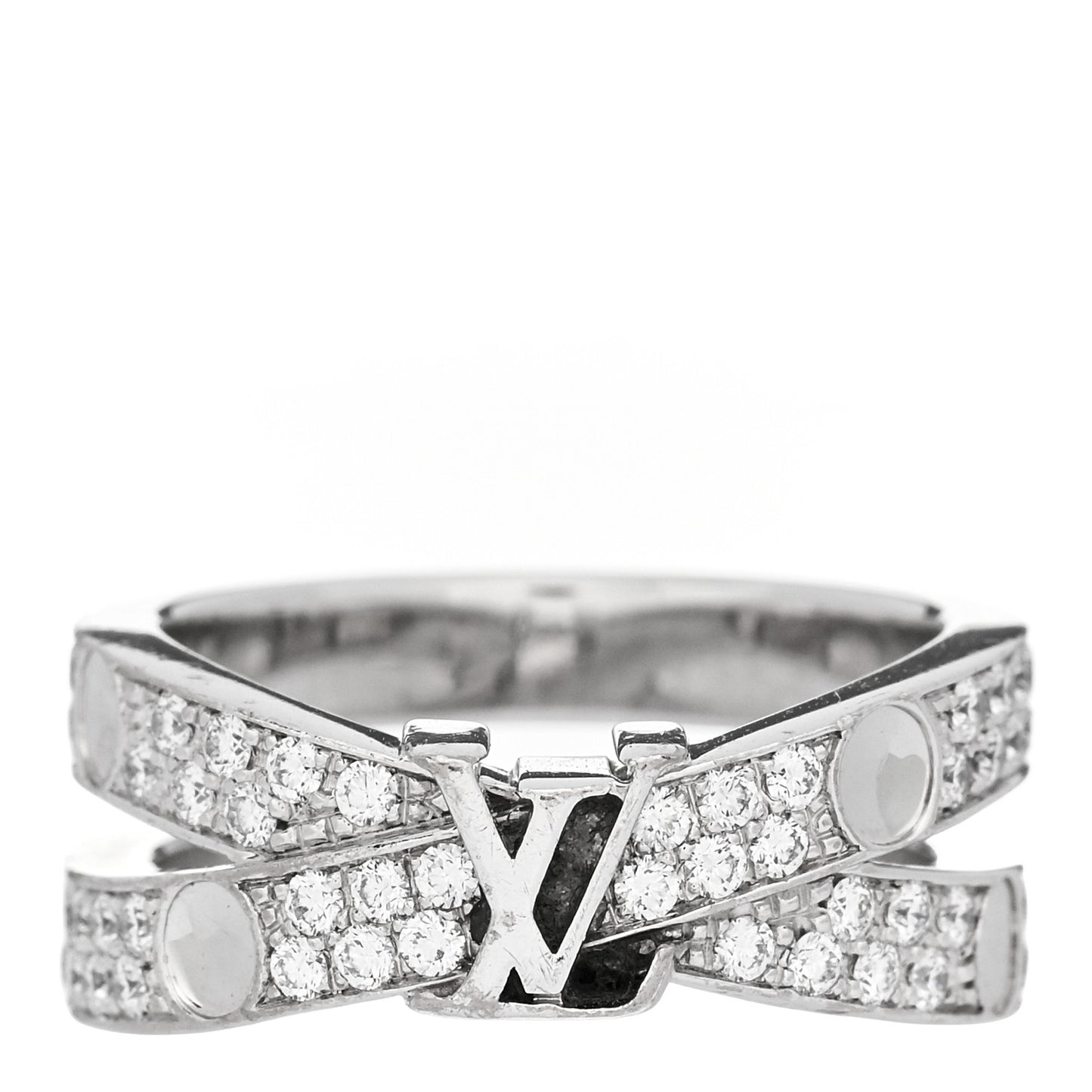18K White Gold Diamond Empreinte Double Pave Ring 49 5