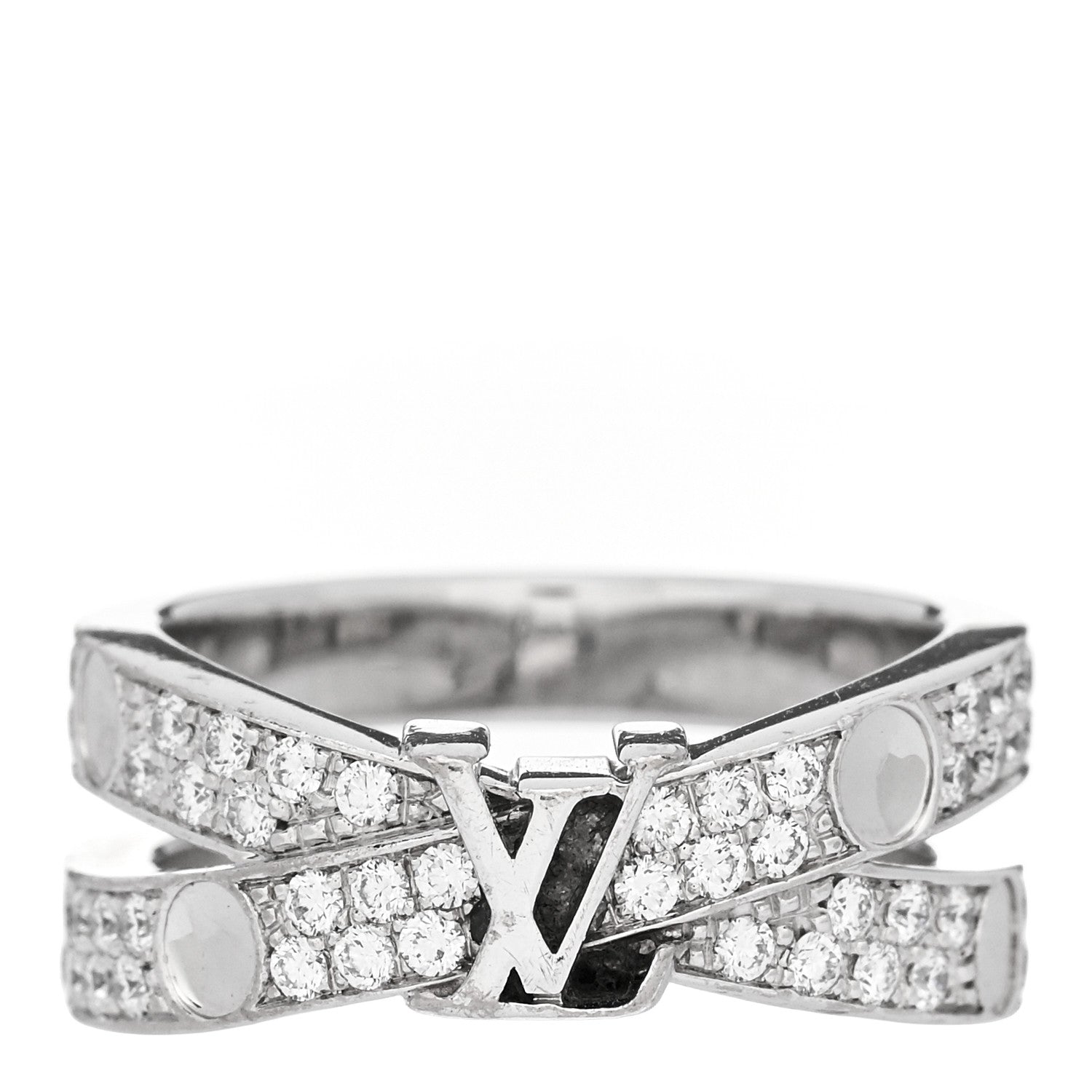 Louis Vuitton 18K White Gold Diamond Empreinte Double Pave Ring 49 5 1 of 5