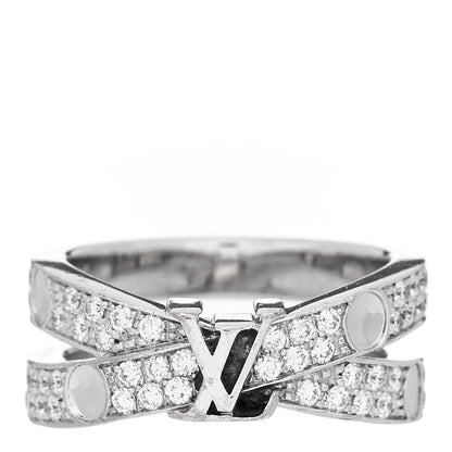 Louis Vuitton 18K White Gold Diamond Empreinte Double Pave Ring 49 5 1 of 5