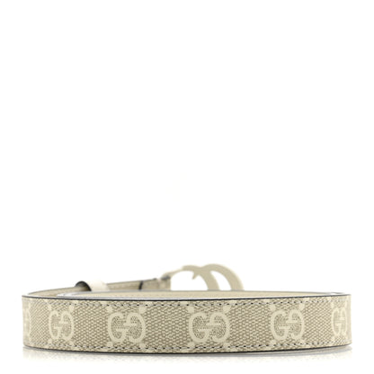 Gucci GG Supreme Monogram Plutone Calfskin Enamel Double G 20mm Belt 80 32 Beige Ebony Mystic White 2 of 5