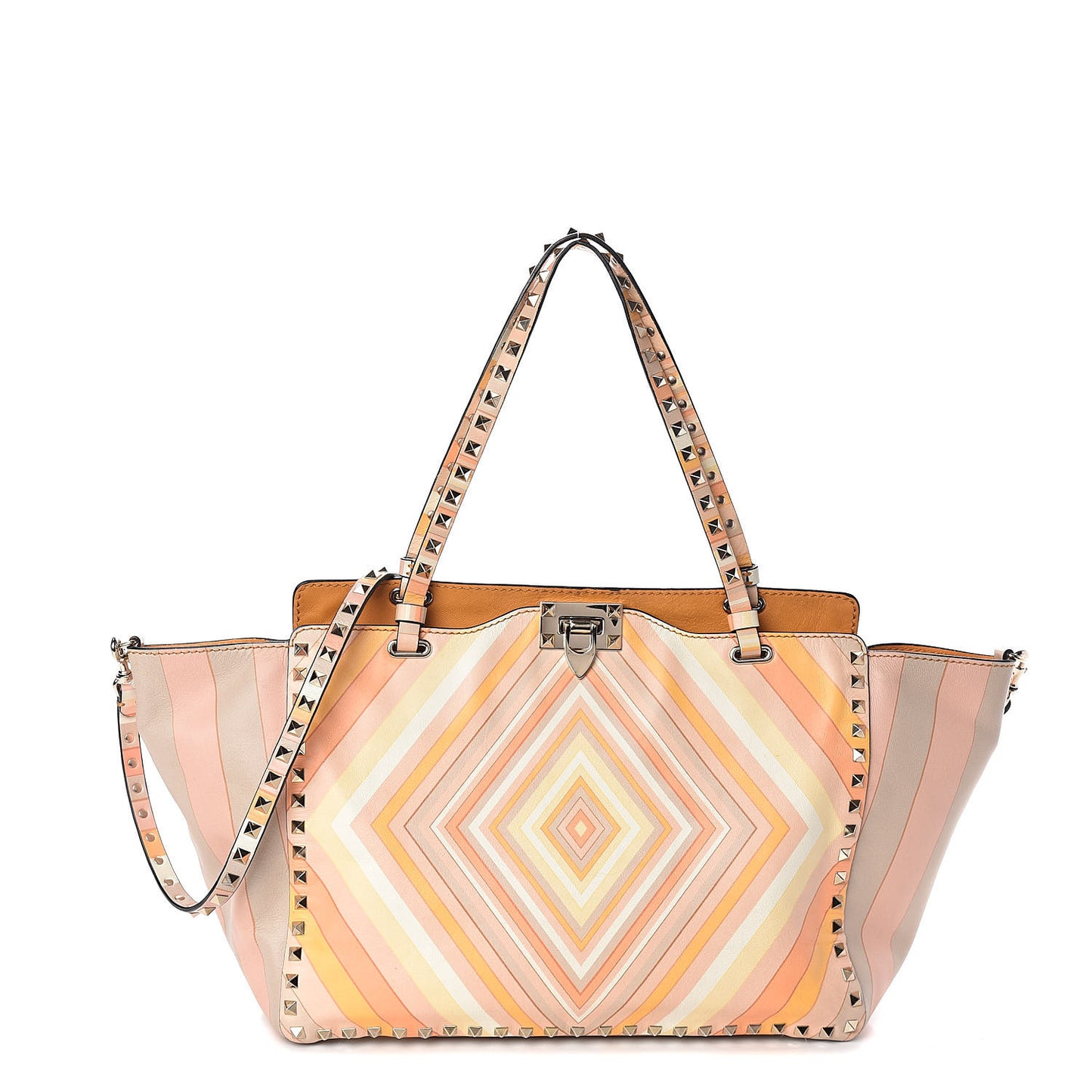 Vitello Native Couture 1975 Medium Rockstud Tote Mandarin Sorbet