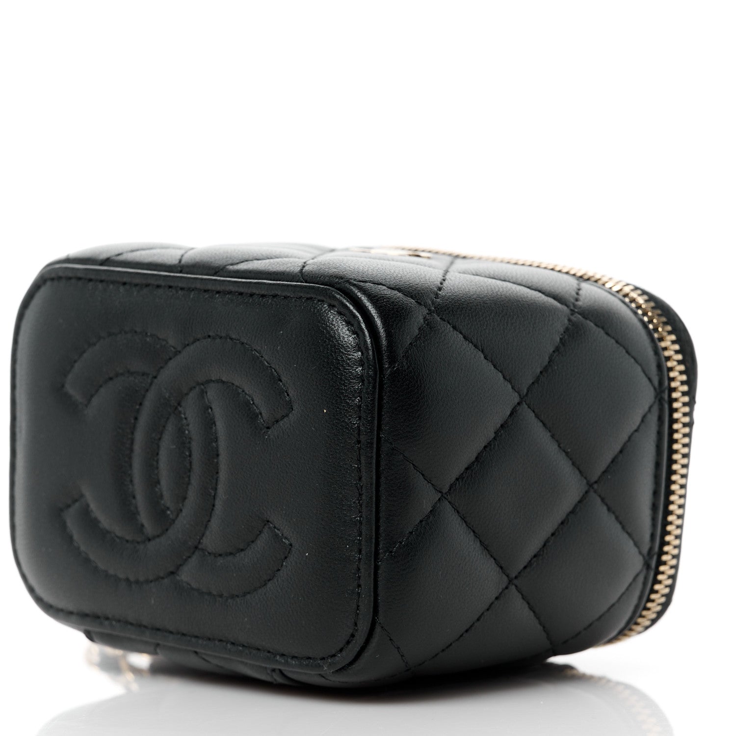 Chanel Lambskin Quilted Mini Vanity Case With Chain Black 10 of 11