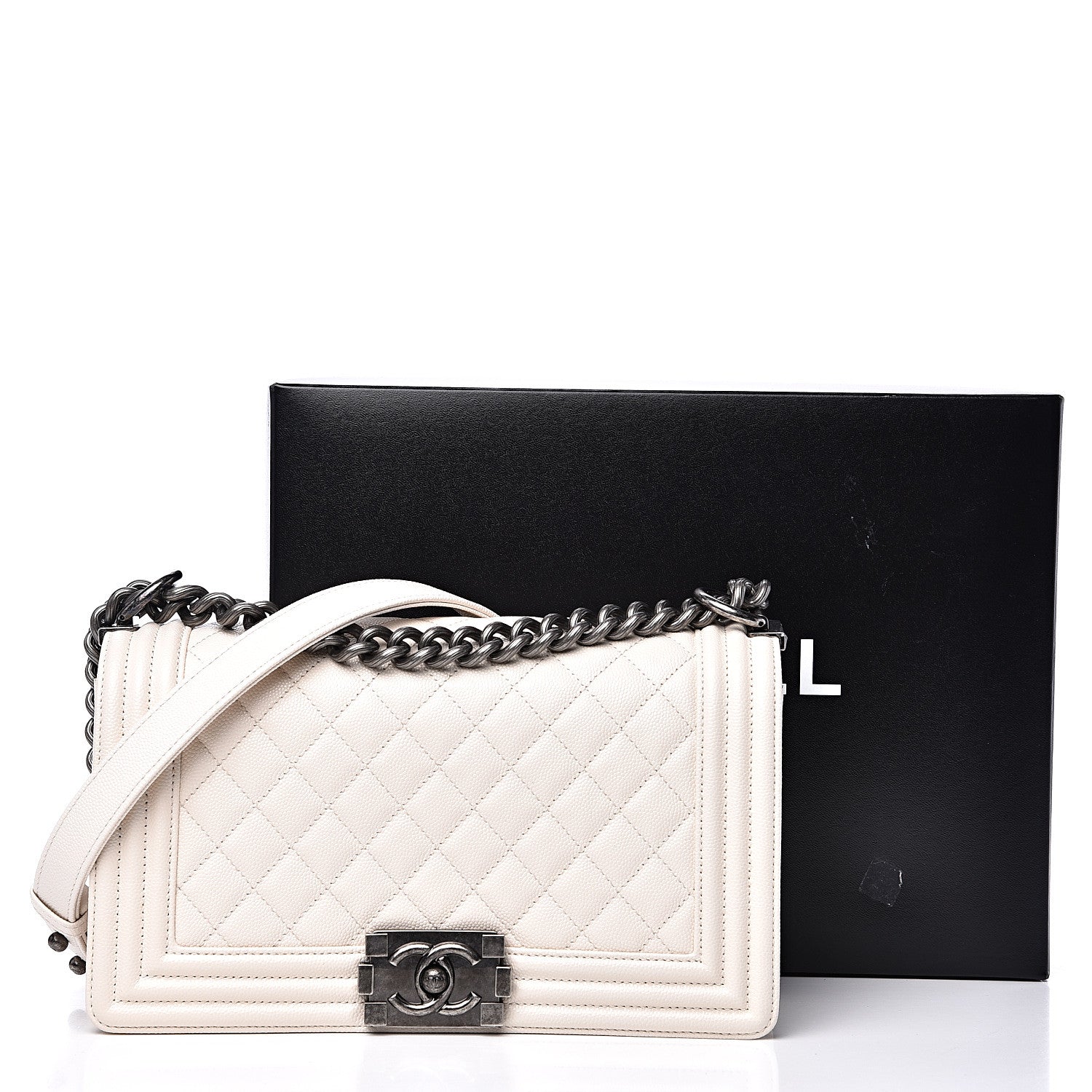 Chanel Caviar Quilted Medium Boy Flap Ivory 11 of 11