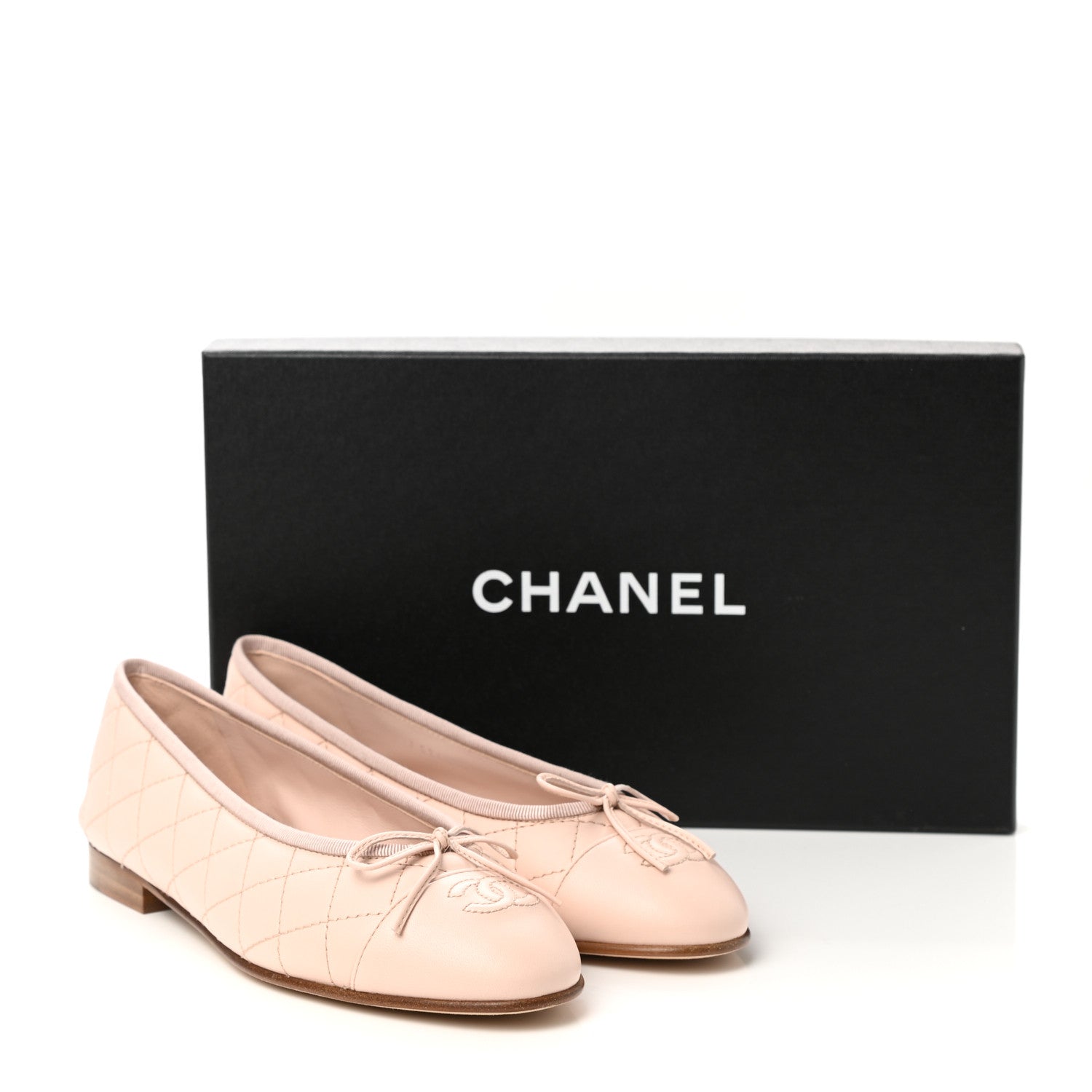Chanel Lambskin Quilted Cap Toe Ballerina Flats 37.5 Beige 11 of 11