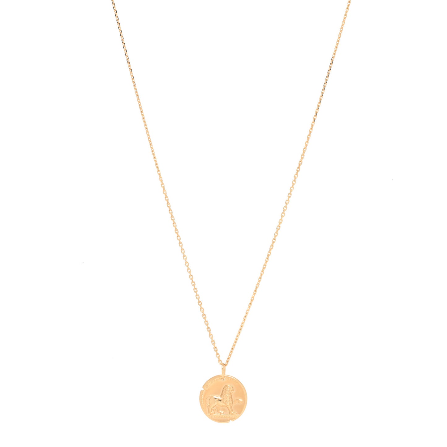 18K Yellow Gold Zodiac Leo Pendant Necklace