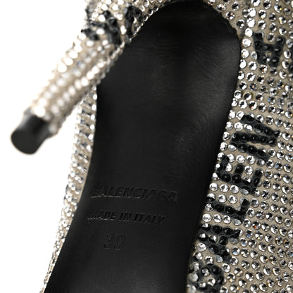 Balenciaga Strass Allover Logo Square Knife 110mm Pumps 38 Crystal Black 7 of 10