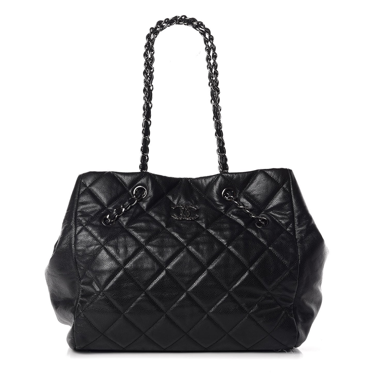 Soft Caviar Quilted Large Cells Tote Black