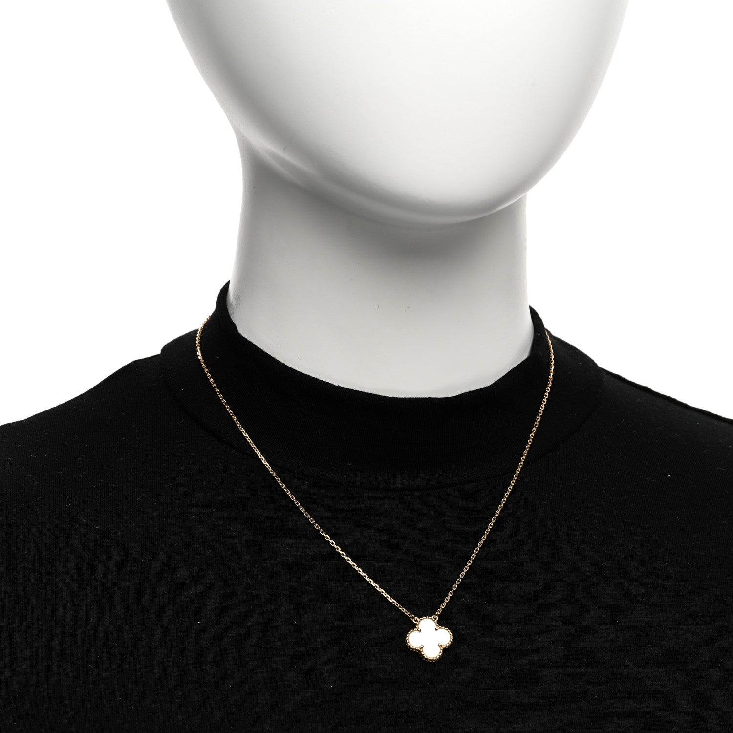 Van Cleef & Arpels 18K Yellow Gold Mother of Pearl Vintage Alhambra Pendant Necklace 2 of 6