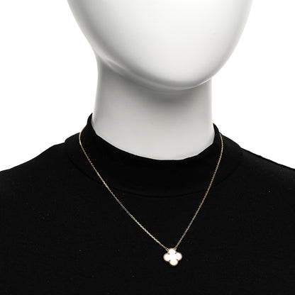 Van Cleef & Arpels 18K Yellow Gold Mother of Pearl Vintage Alhambra Pendant Necklace 2 of 6