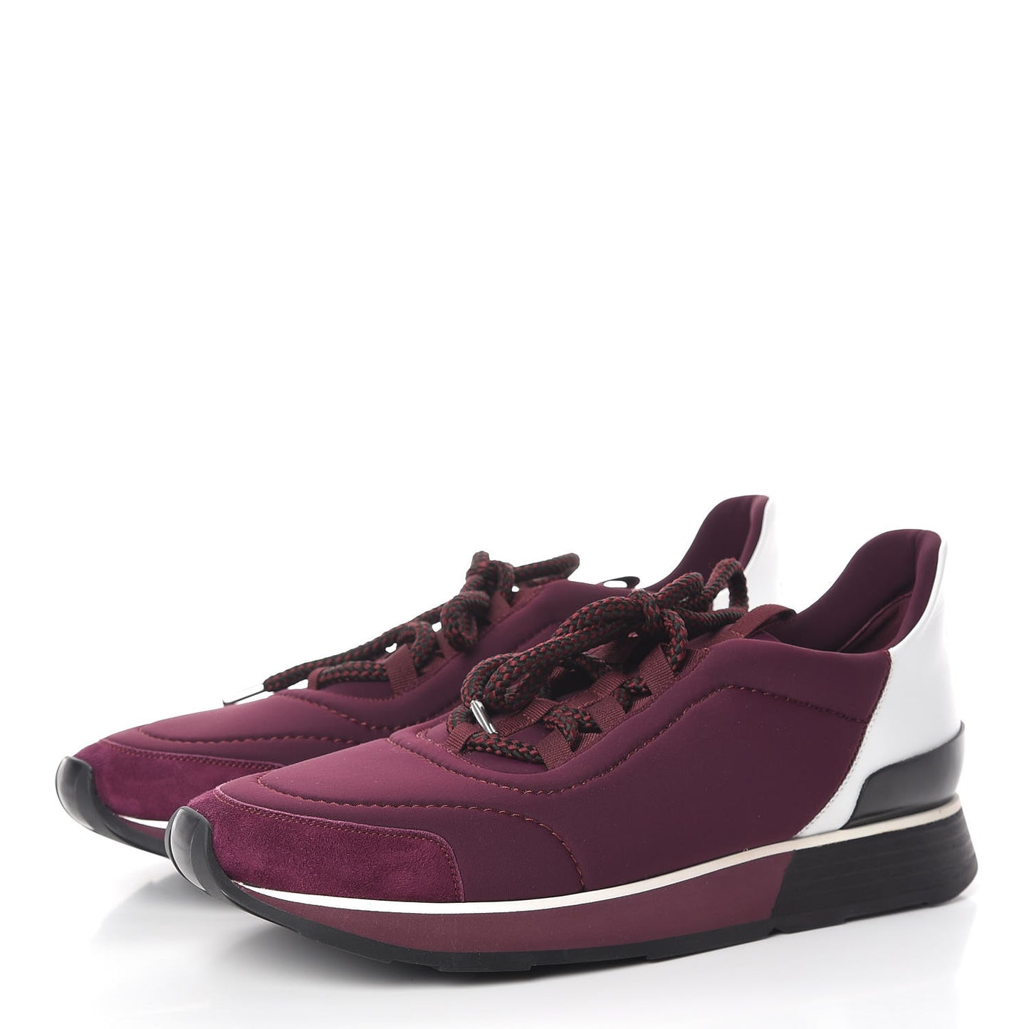 Tech Canvas Calfskin Suede Goatskin Womens Miles Sneakers 40 Lie De Vin Blanc