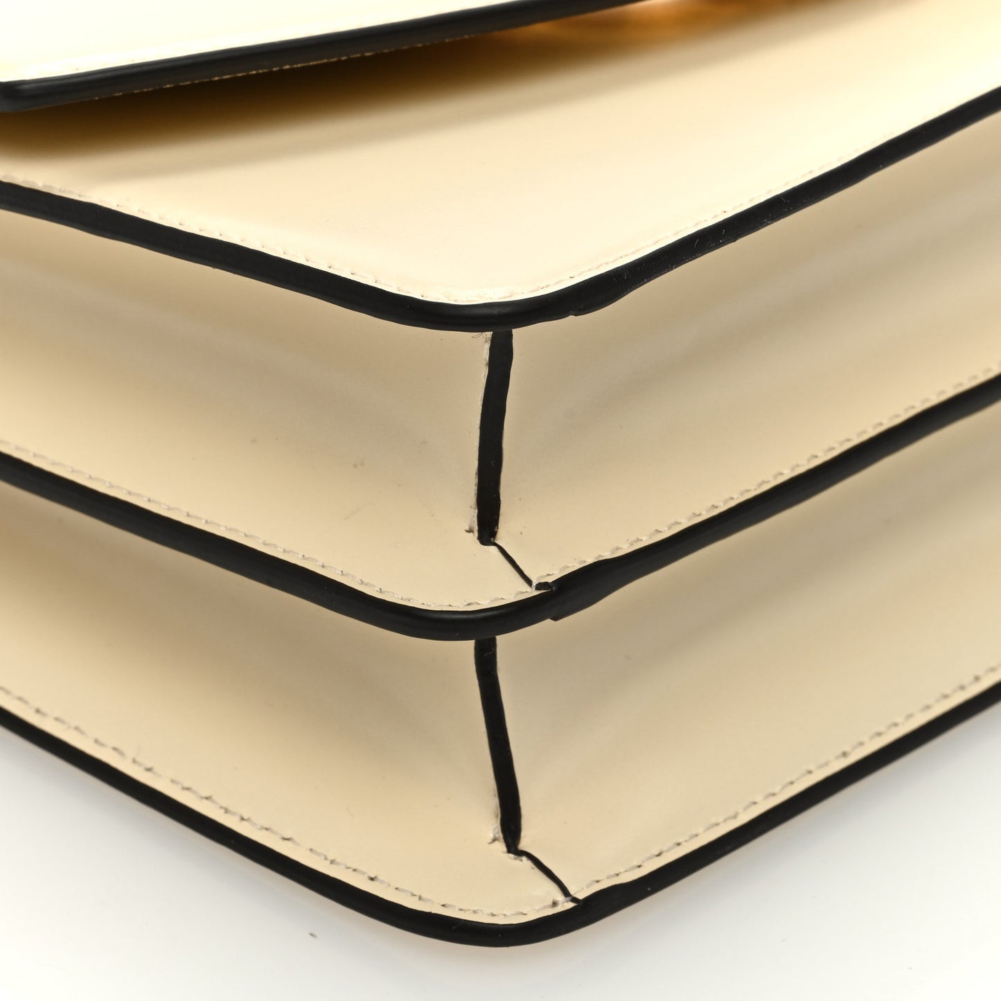 Vitello Vlogo Cutout Chain Shoulder Bag Light Ivory