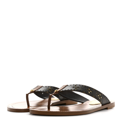 Louis Vuitton Monogram Sunny Flat Thong Sandals 37 Brown 4 of 9