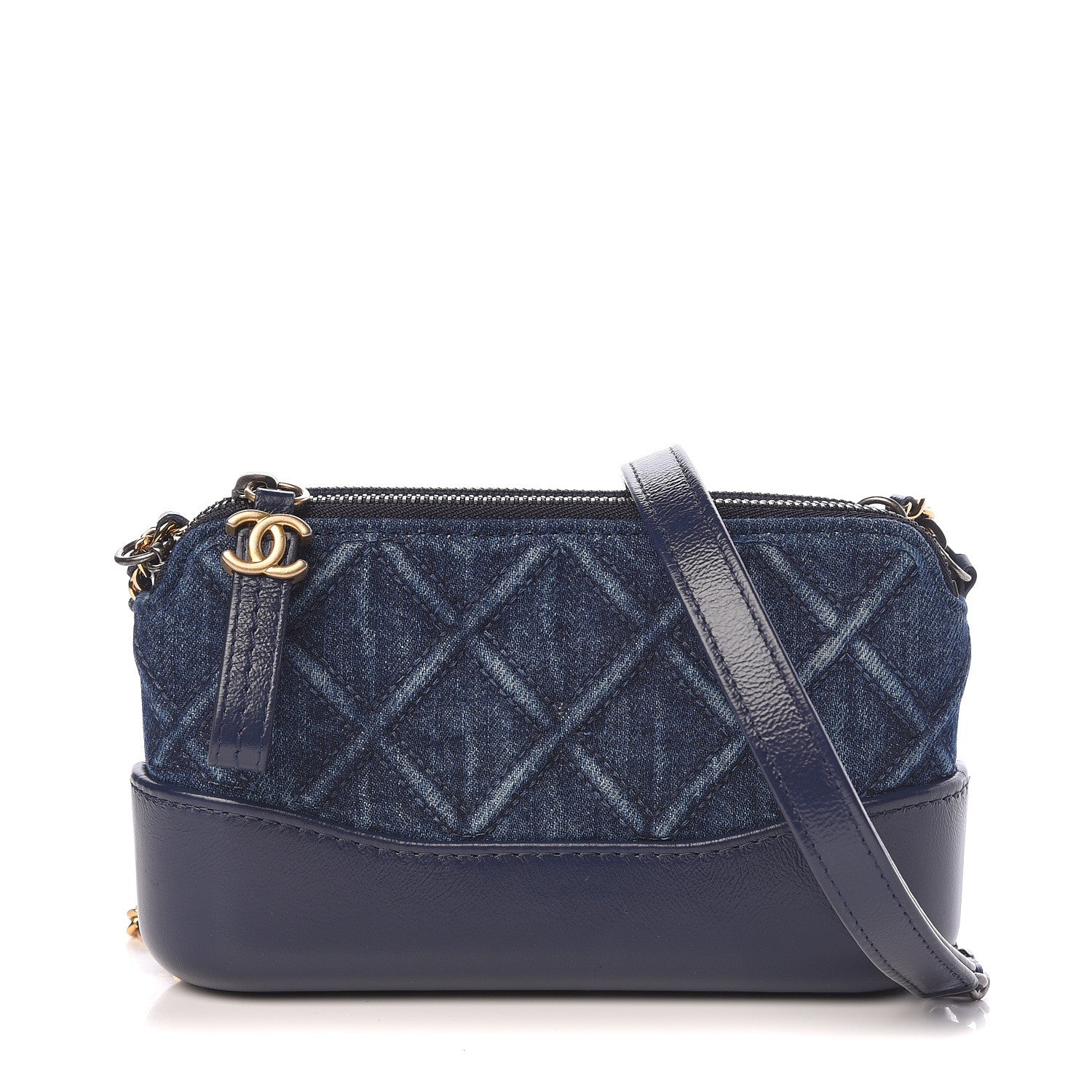 Chanel Denim Calfskin Quilted Small Gabrielle Clutch With Chain Blue 1 of 11