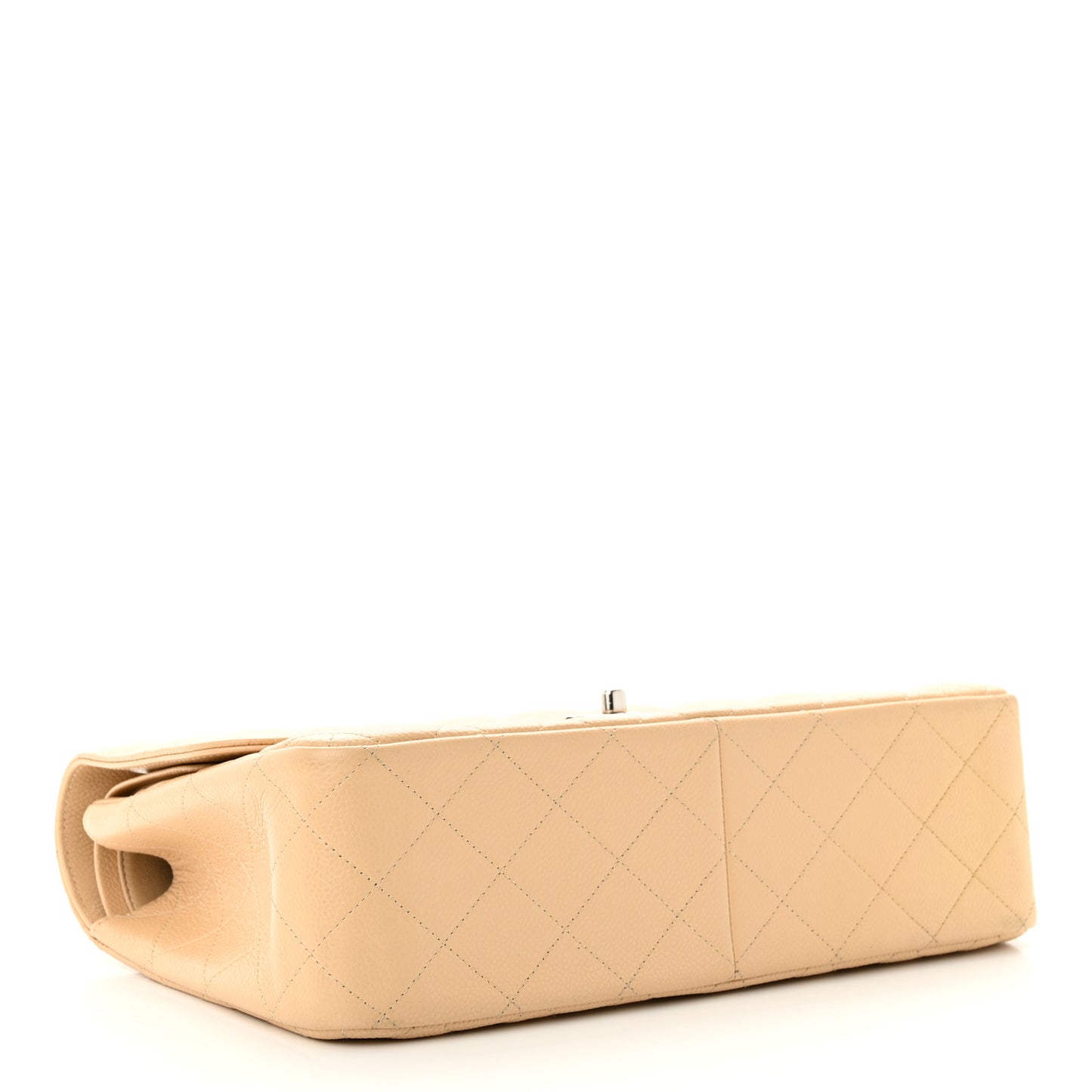 Caviar Quilted Jumbo Double Flap Beige Clair