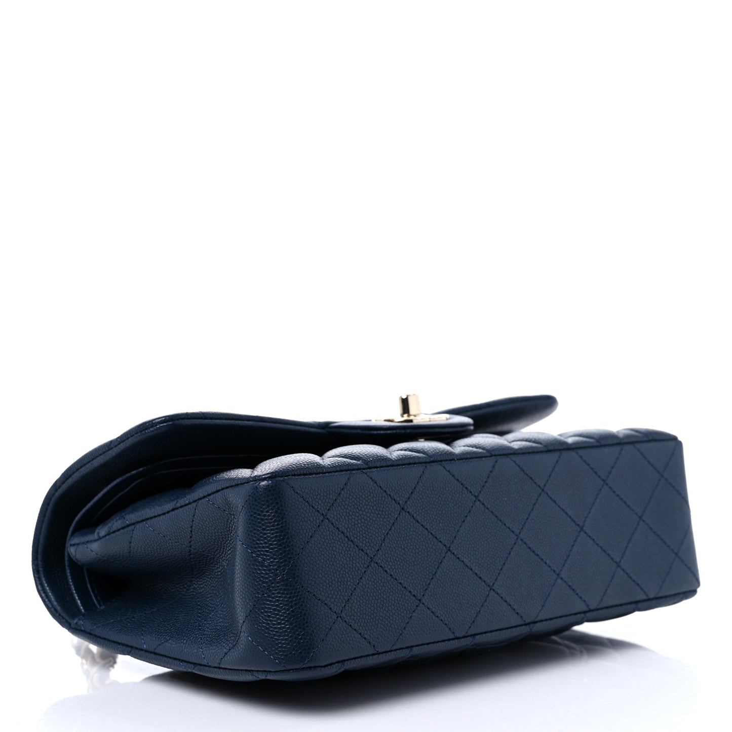 Caviar Quilted Small Double Flap Navy