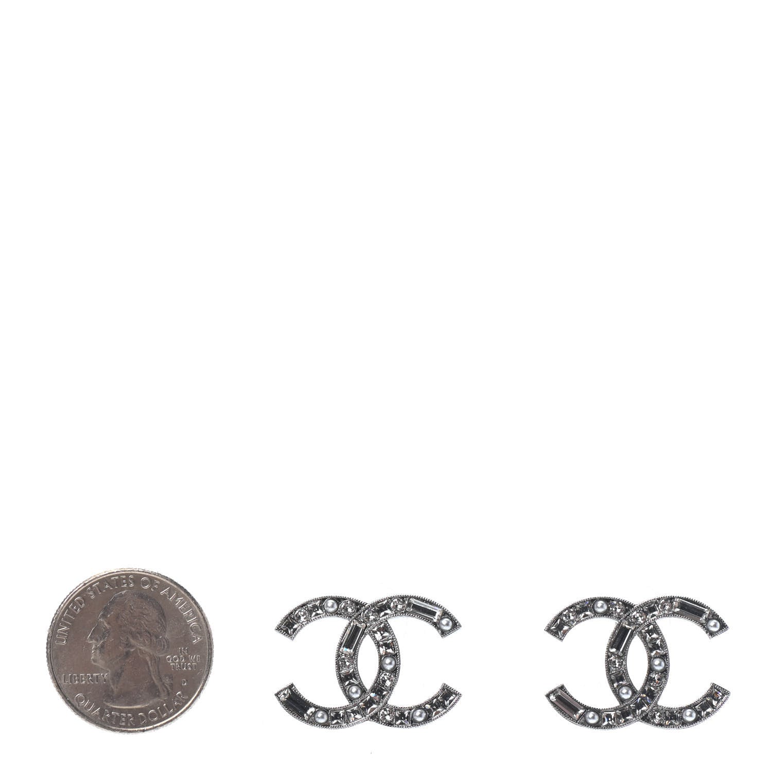 Chanel Baguette Crystal Pearl CC Bright Young Things Earrings Ruthenium 2 of 4