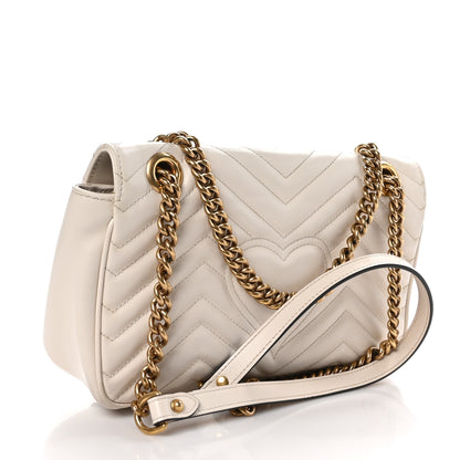 Gucci Calfskin Matelasse Small GG Marmont Shoulder Bag White 3 of 10