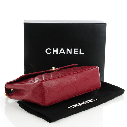 Chanel Caviar Quilted Jumbo Single Flap Dark Red 4 of 8