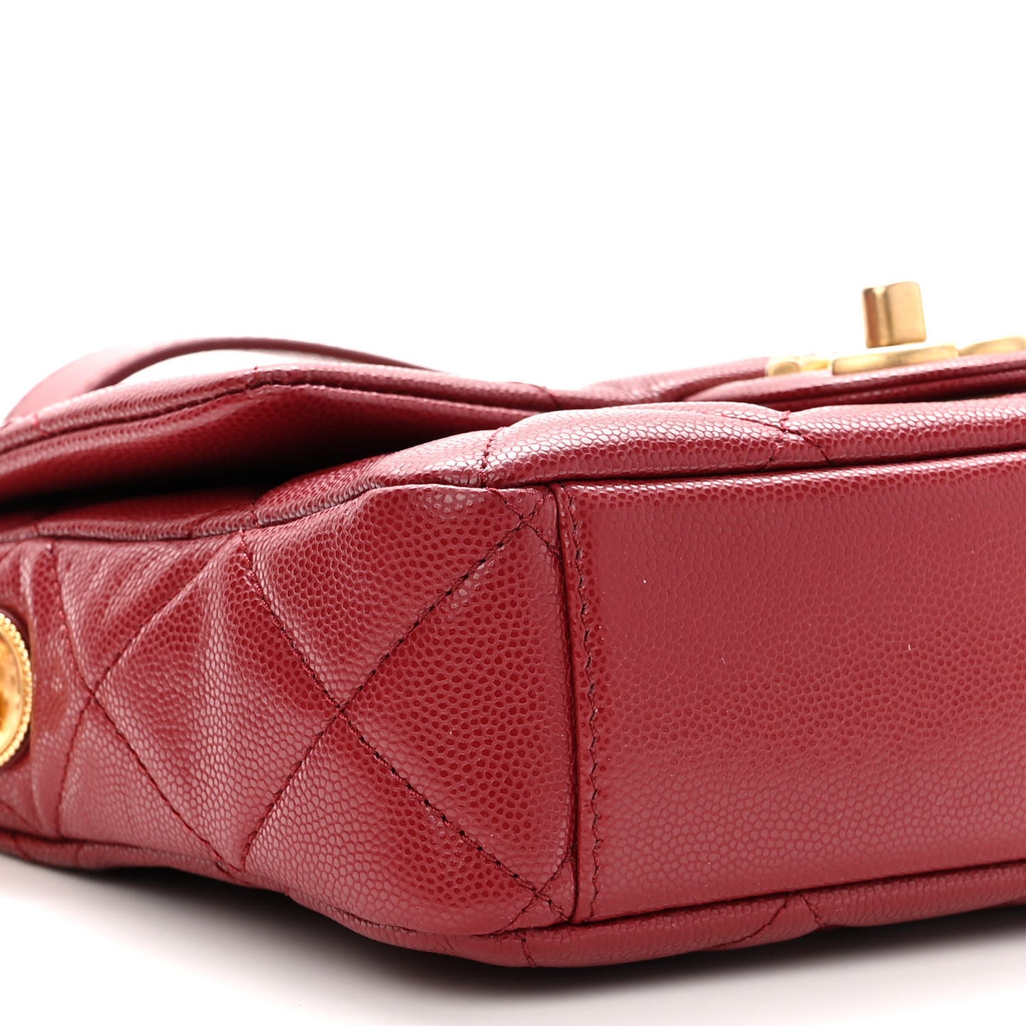 Caviar Quilted Small Twist Your Buttons Flap Burgundy