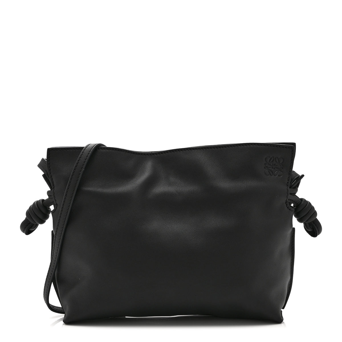 Calfskin Mini Flamenco Knot Clutch Black