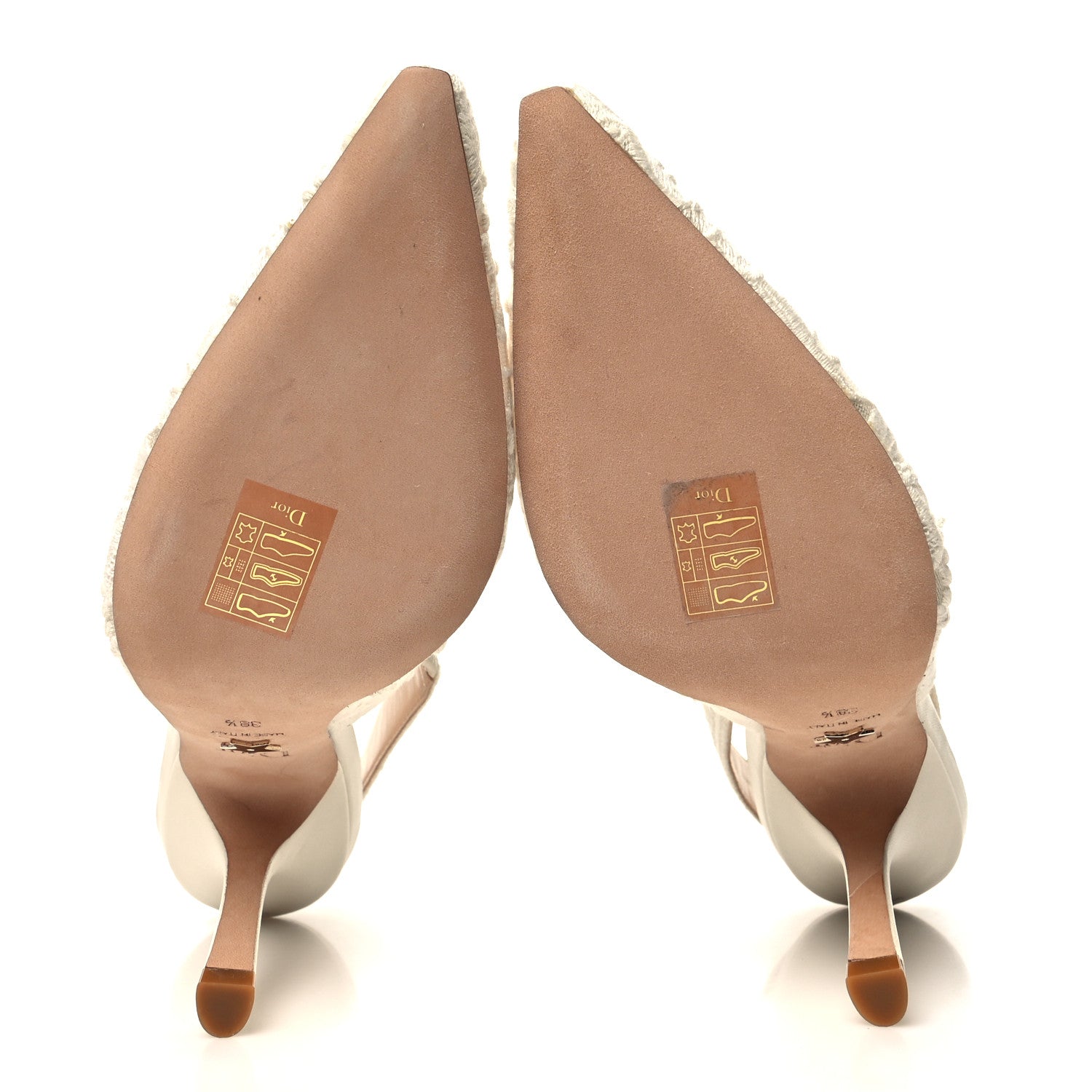 Christian Dior Mesh Embroidered J'Adior Slingback 100mm Pumps 38.5 Ivory 5 of 8
