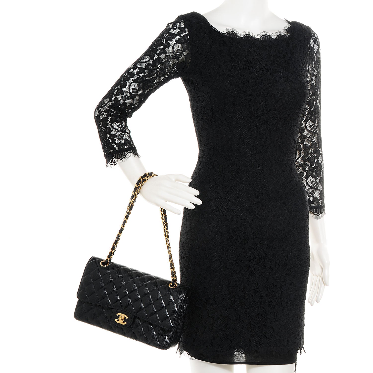 Chanel Caviar Quilted Medium Double Flap Black 2 of 8