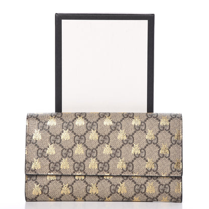 Gucci GG Supreme Monogram Bees Continental Wallet Beige Oro Black 12 of 12